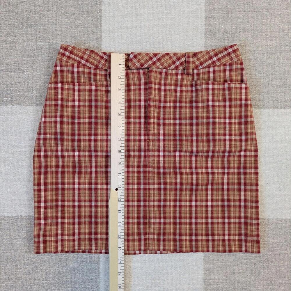 Vintage 90s GAP stretch cotton blend plaid mini skirt - Picture 5 of 7